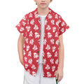 Red Retro Foliage, Hawaiian Flower - Senior Kids Hawaiian Shirt
