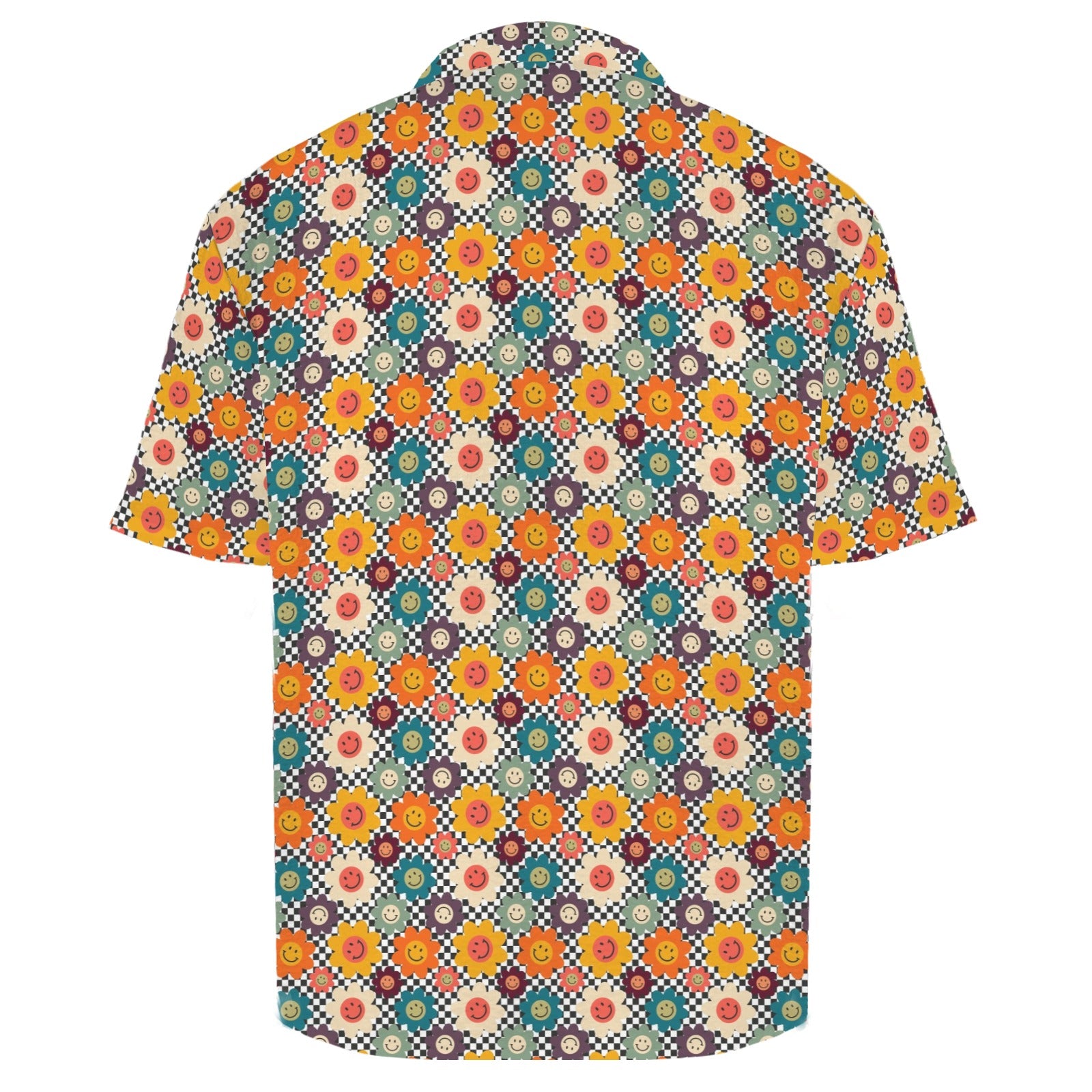 Happy Retro Flowers Men's Crinkle Hawaiian Shirt