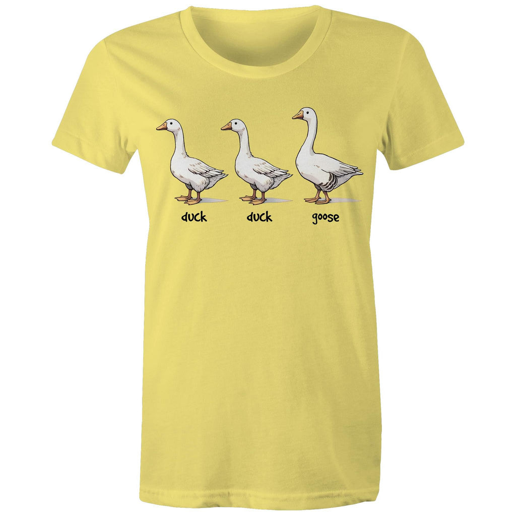 Duck Duck Goose - Womens T-shirt Yellow Womens T-shirt animal Games Printed In Australia