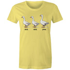 Duck Duck Goose - Womens T-shirt Yellow Womens T-shirt animal Games Printed In Australia