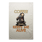 Coffee Keeps Me Alive, Skeleton - AS Colour Tea Towel Cream One Size Tea Towel Coffee Printed In Australia