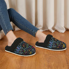 Colourful Maths Formulas Women's Fur Trim Thick-Sole Indoor Slippers Women's Fur Trimmed Slippers Maths Printed Offshore
