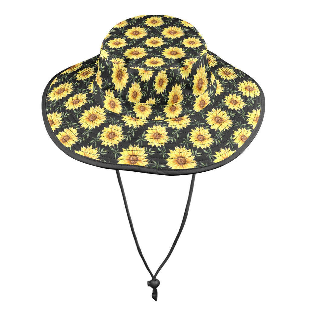 Painted Sunflower Wide Brim Bucket Hat Wide Brim Bucket Hat Plants Printed Offshore