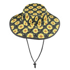 Painted Sunflower Wide Brim Bucket Hat Wide Brim Bucket Hat Plants Printed Offshore