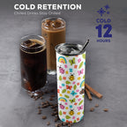 Ladybugs And Rainbows - 20oz Tall Skinny Tumbler with Lid and Straw