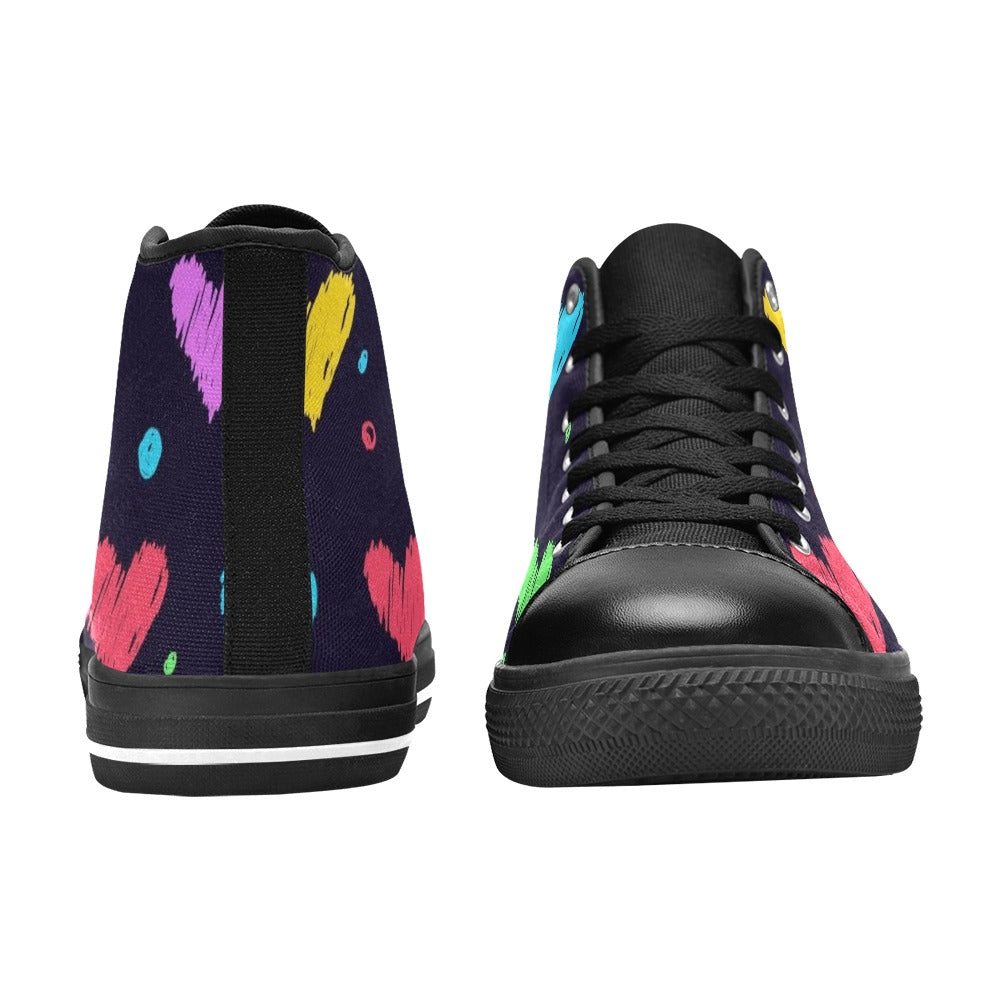 Colourful Hearts - Kids' High Top Canvas Shoes Kids High Top Canvas Shoes Love Printed Offshore