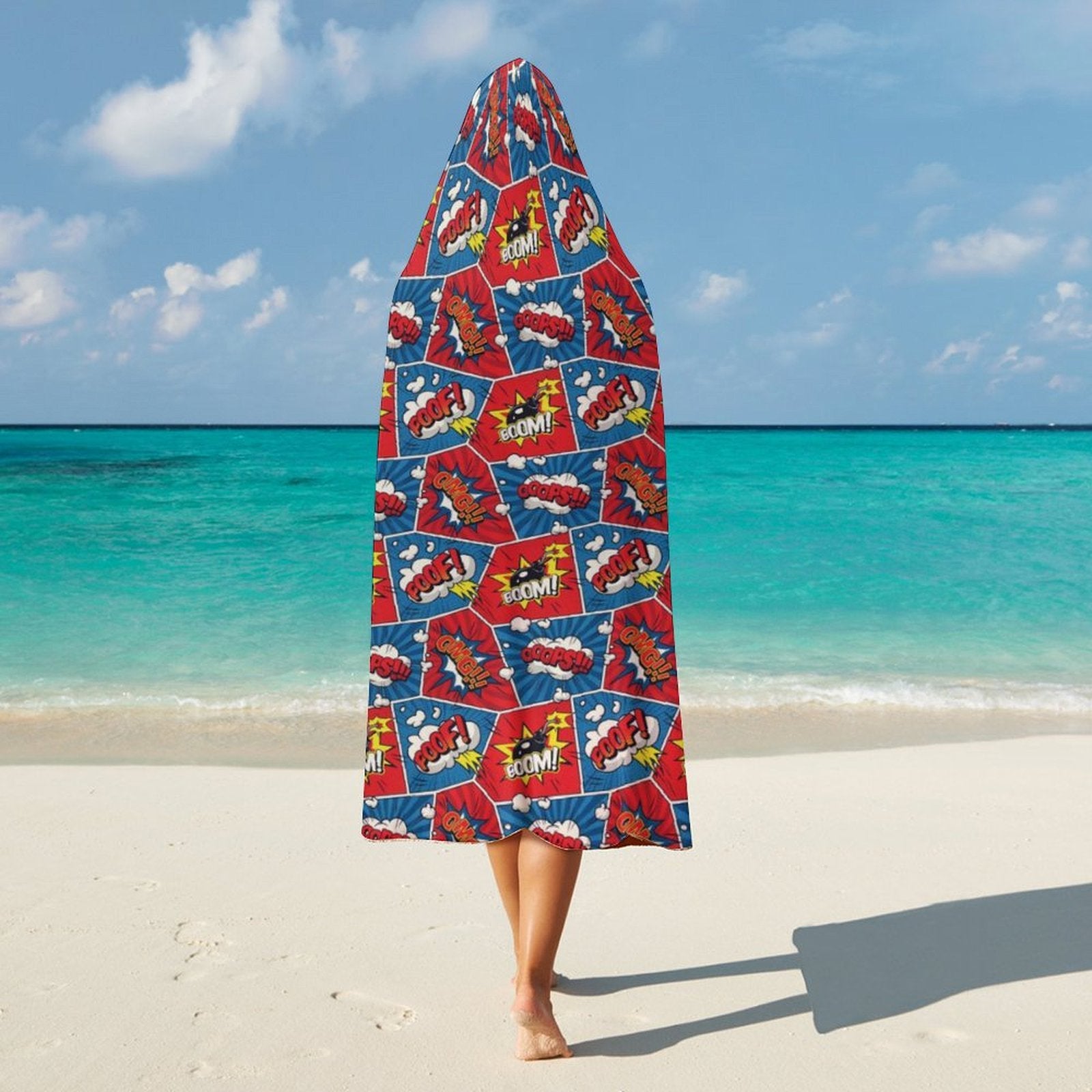 Comic Book Cells Kids Hooded Blanket 100cm x 130cm Kids Hooded Blanket comic Printed Offshore