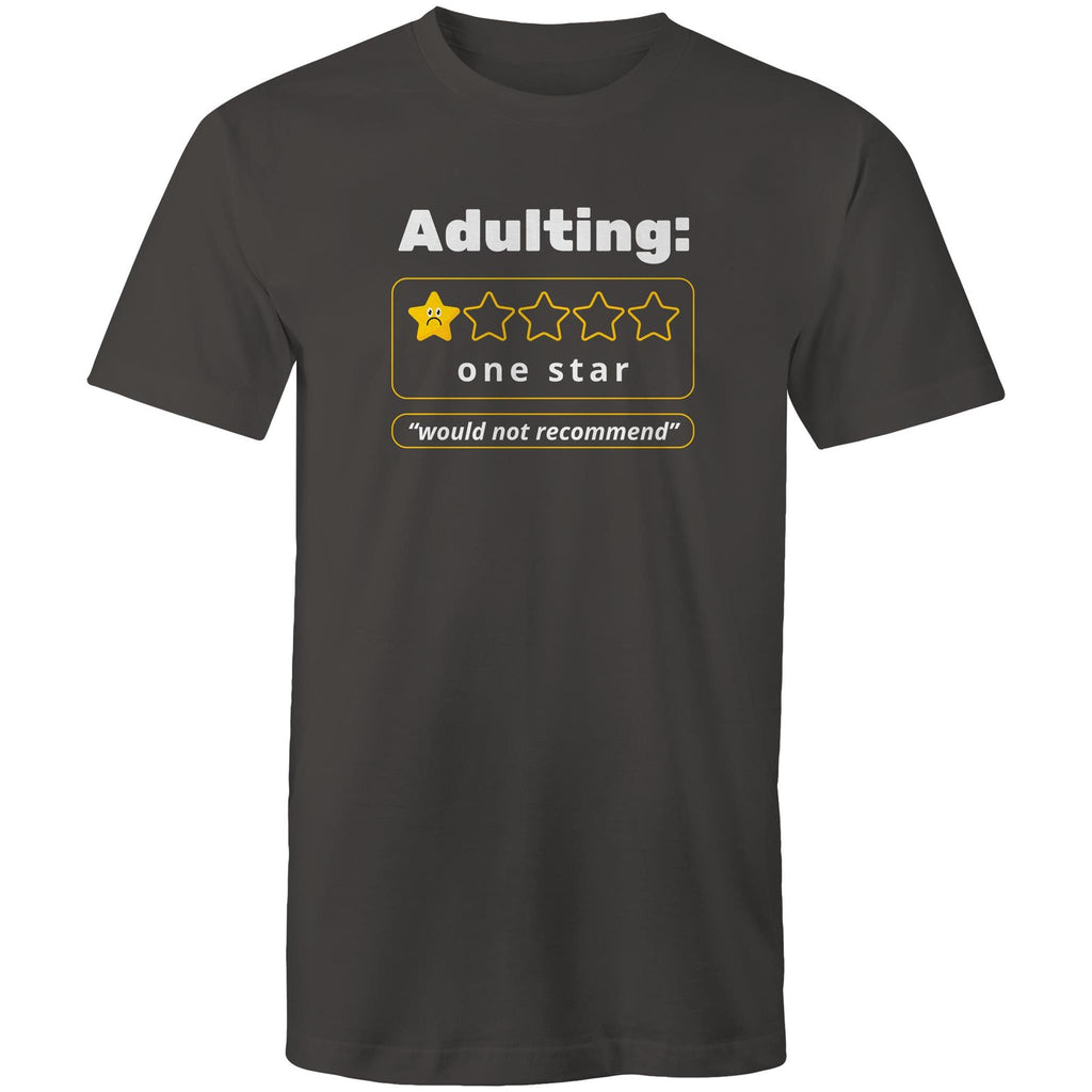 Adulting, One Star - Mens T-Shirt Charcoal Mens T-shirt Printed In Australia