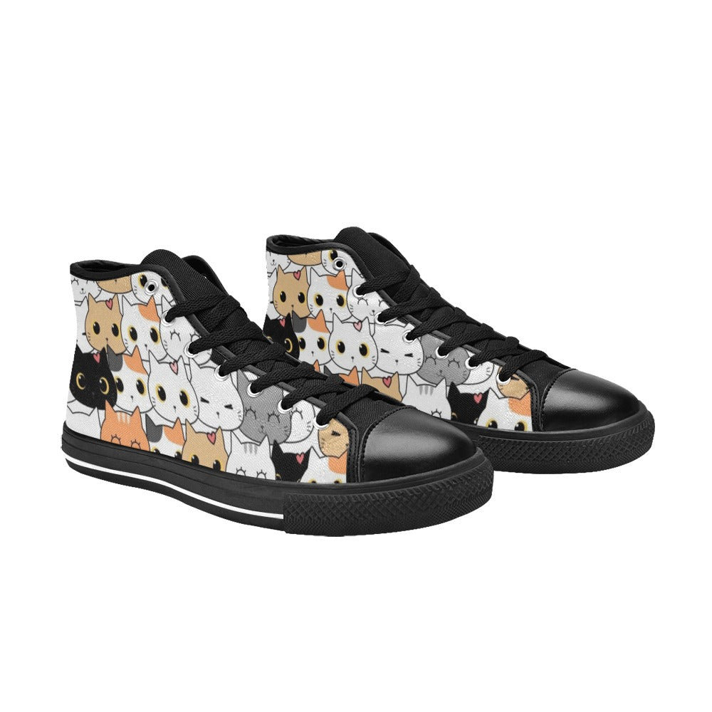 Cute Cartoon Cats - Kids High Top Canvas Shoes