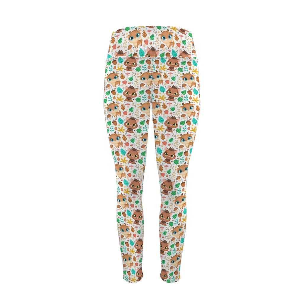 Cute Autumn Creatures - Women's High Waist Pockets Yoga Leggings