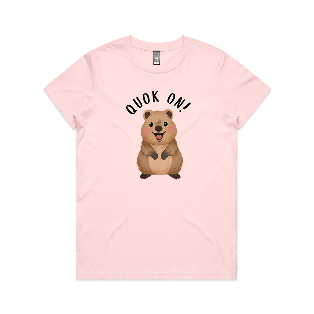 Quokka, Quok On Women's AS Colour T-shirt Pink Womens T-shirt animal Printed In Australia