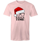 Santa Time - Mens T-Shirt Pink Mens Christmas T-shirt Christmas Printed In Australia