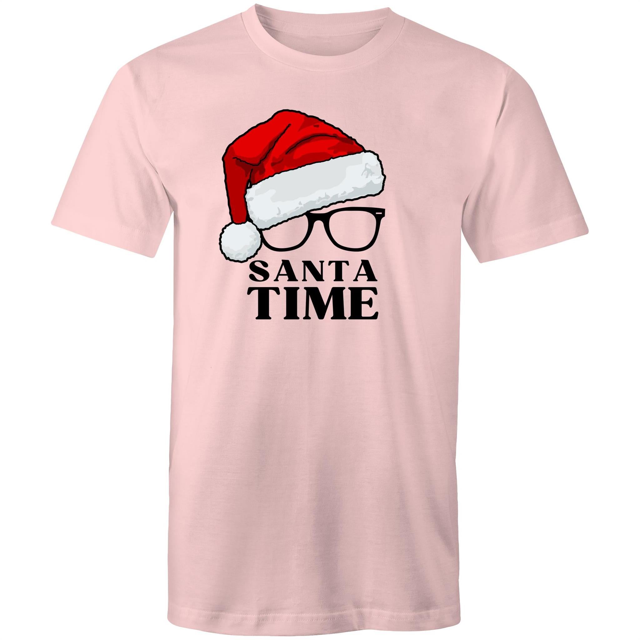 Santa Time - Mens T-Shirt Pink Mens Christmas T-shirt Christmas Printed In Australia