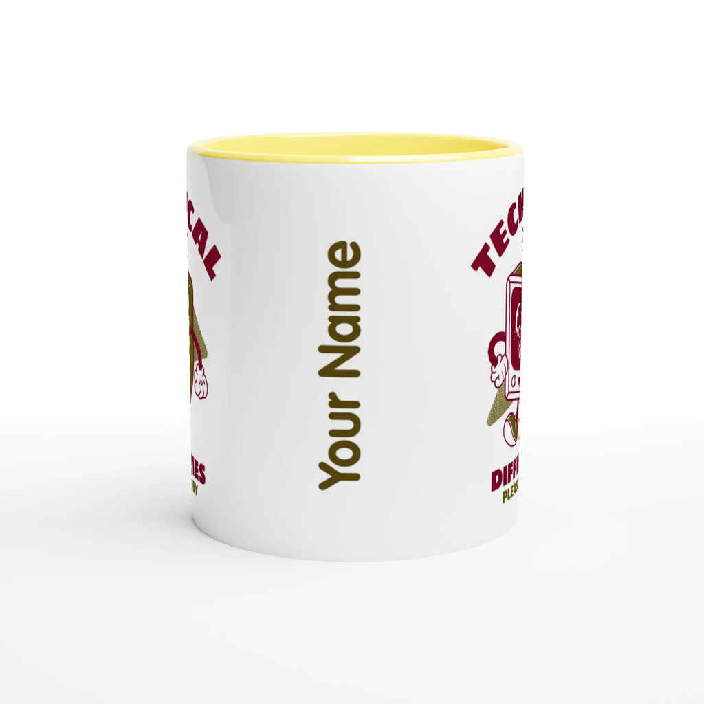 Personalised - Retro TV, Technical Difficulties - White 11oz Ceramic Mug with Colour Inside Personalised 11oz Mug customise Globally Fulfilled personalise Retro Tech