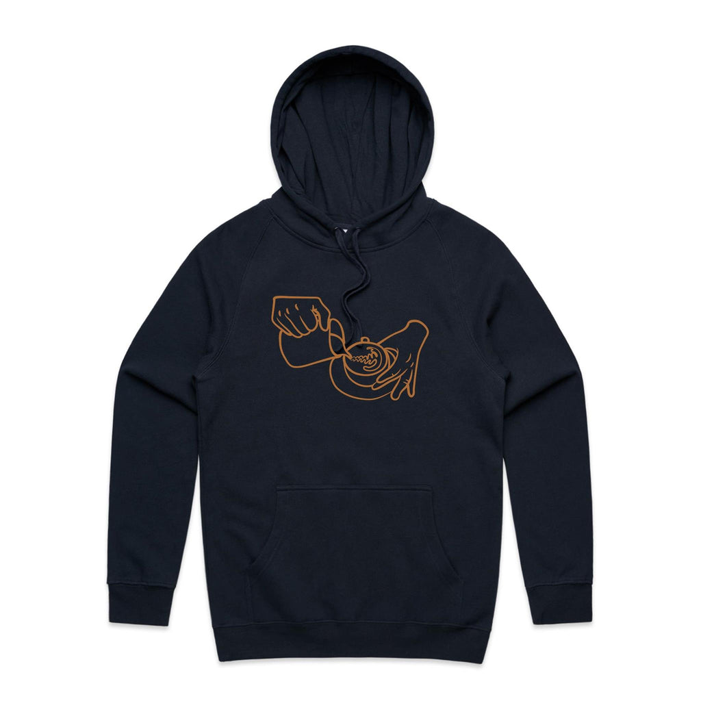 Barista - Mens Hoodie Navy Mens Hoodie Coffee Printed In Australia