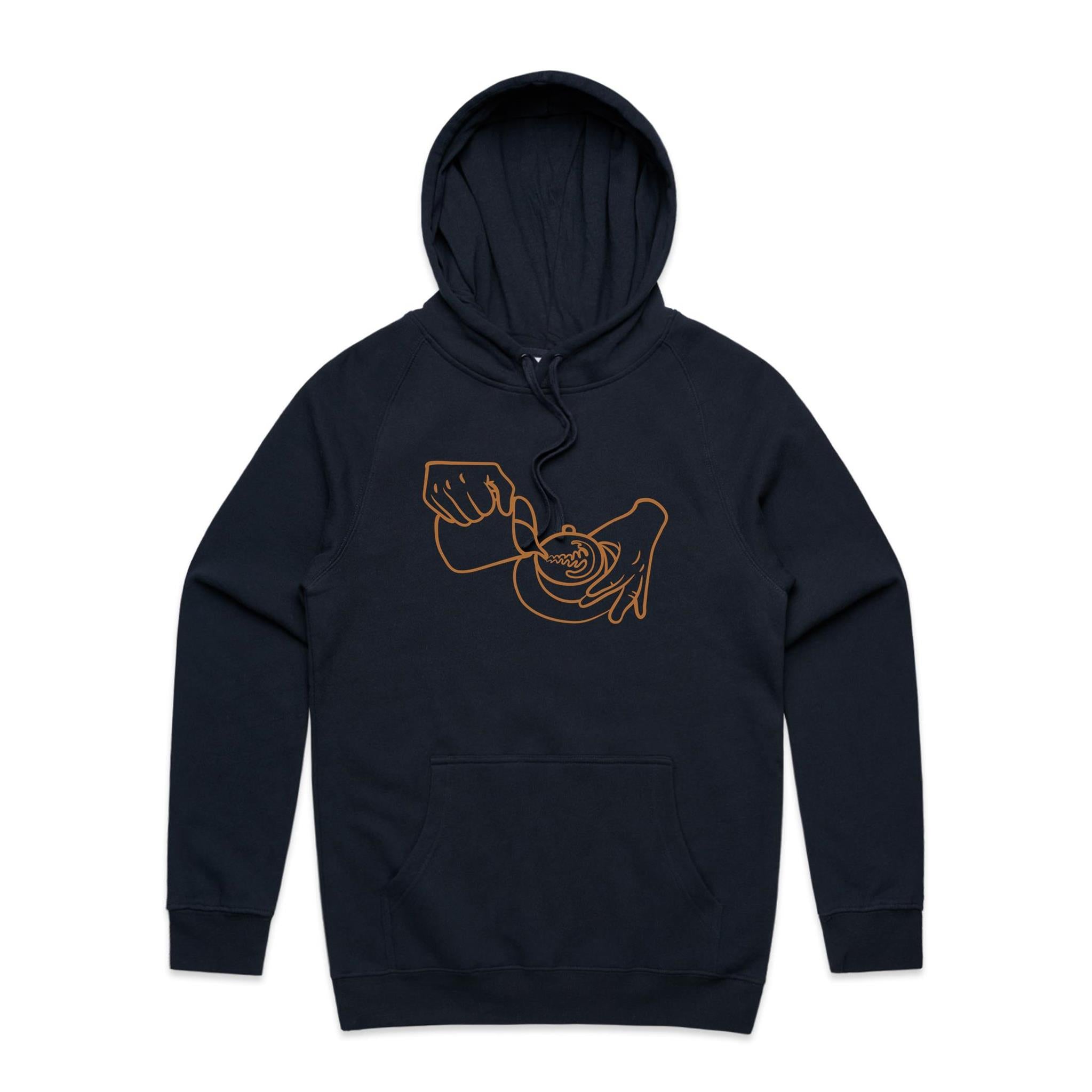 Barista - Mens Hoodie Navy Mens Hoodie Coffee Printed In Australia