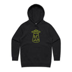 Alien Abduction - Womens Hoodie Black Womens Hoodie Printed In Australia Sci Fi