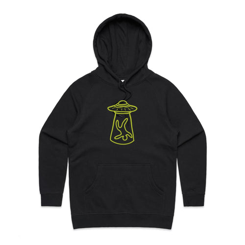 Alien Abduction - Womens Hoodie Black Womens Hoodie Printed In Australia Sci Fi