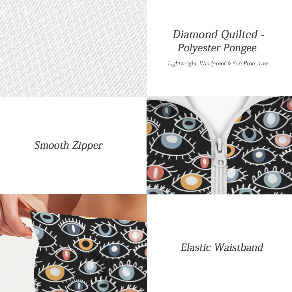Eyes On Black Women's Windbreaker Short Set Women's Windbreaker Short Set Printed Offshore