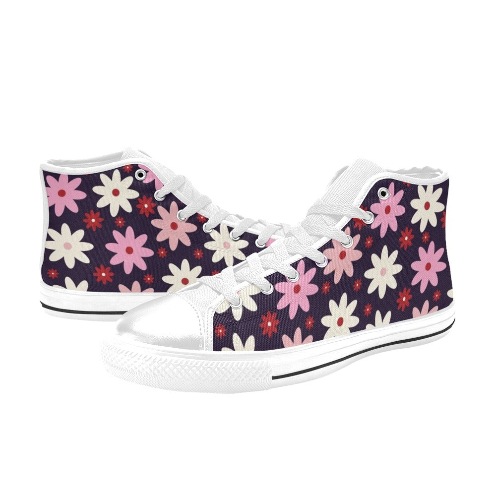 Pink Daisy - Kids' High Top Canvas Shoes Kids High Top Canvas Shoes Plants Printed Offshore