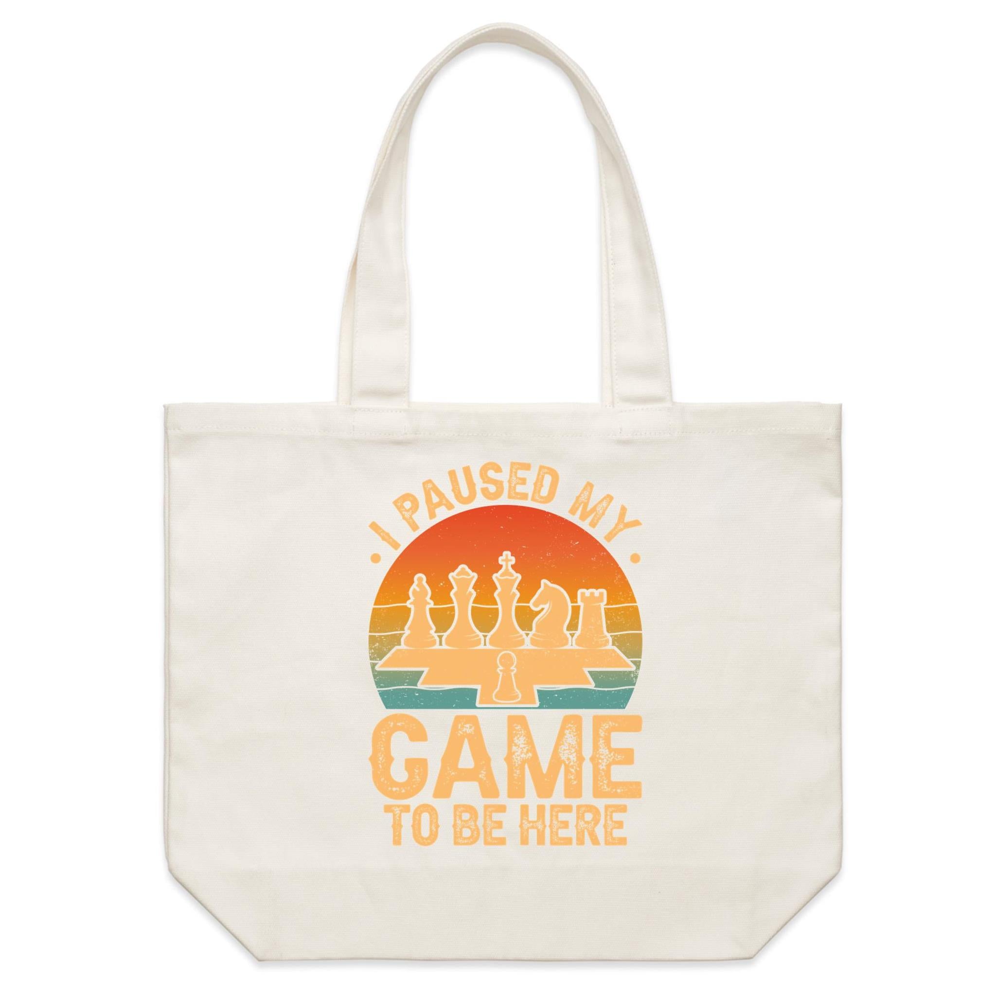 Chess, I Paused My Game To Be Here - Shoulder Canvas Tote Bag Default Title Large Tote Bag Chess Games Printed In Australia