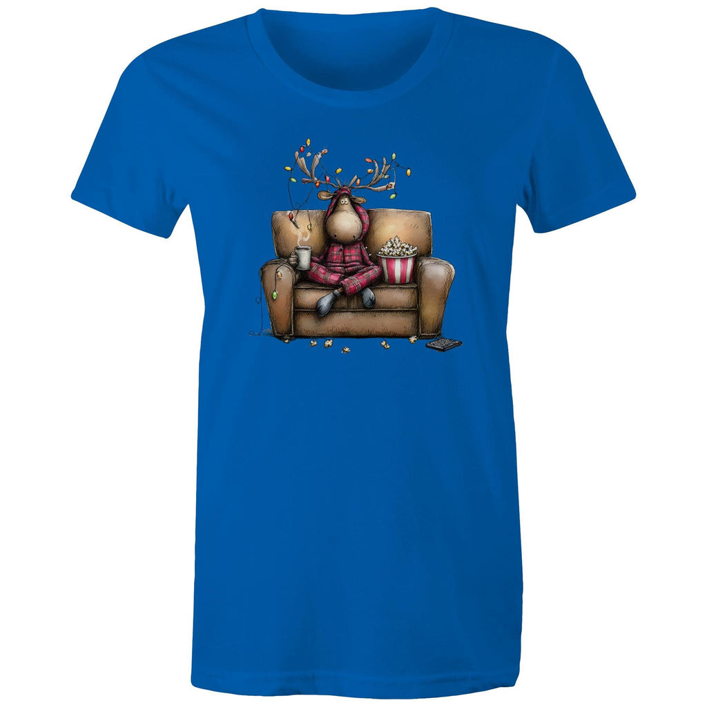 Reindeer, Christmas Movies Watching T-shirt - Womens T-shirt