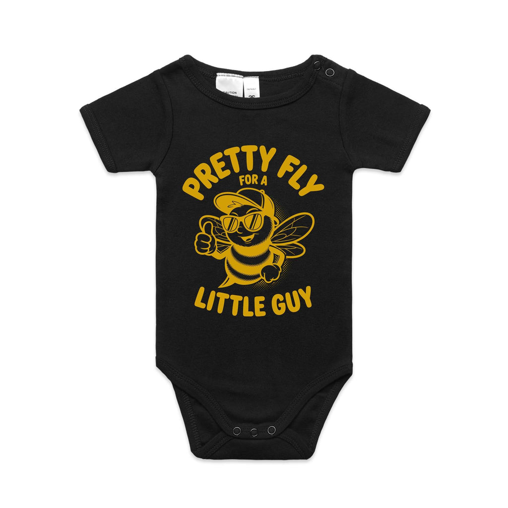 Pretty Fly For A Little Guy, Cool Bee AS Colour Baby Bodysuit Black Baby Bodysuit animal Printed In Australia