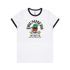 Drummers Plant The Beat - Women's Ringer Tee White Black Womens Ringer T-shirt Music Printed In Australia