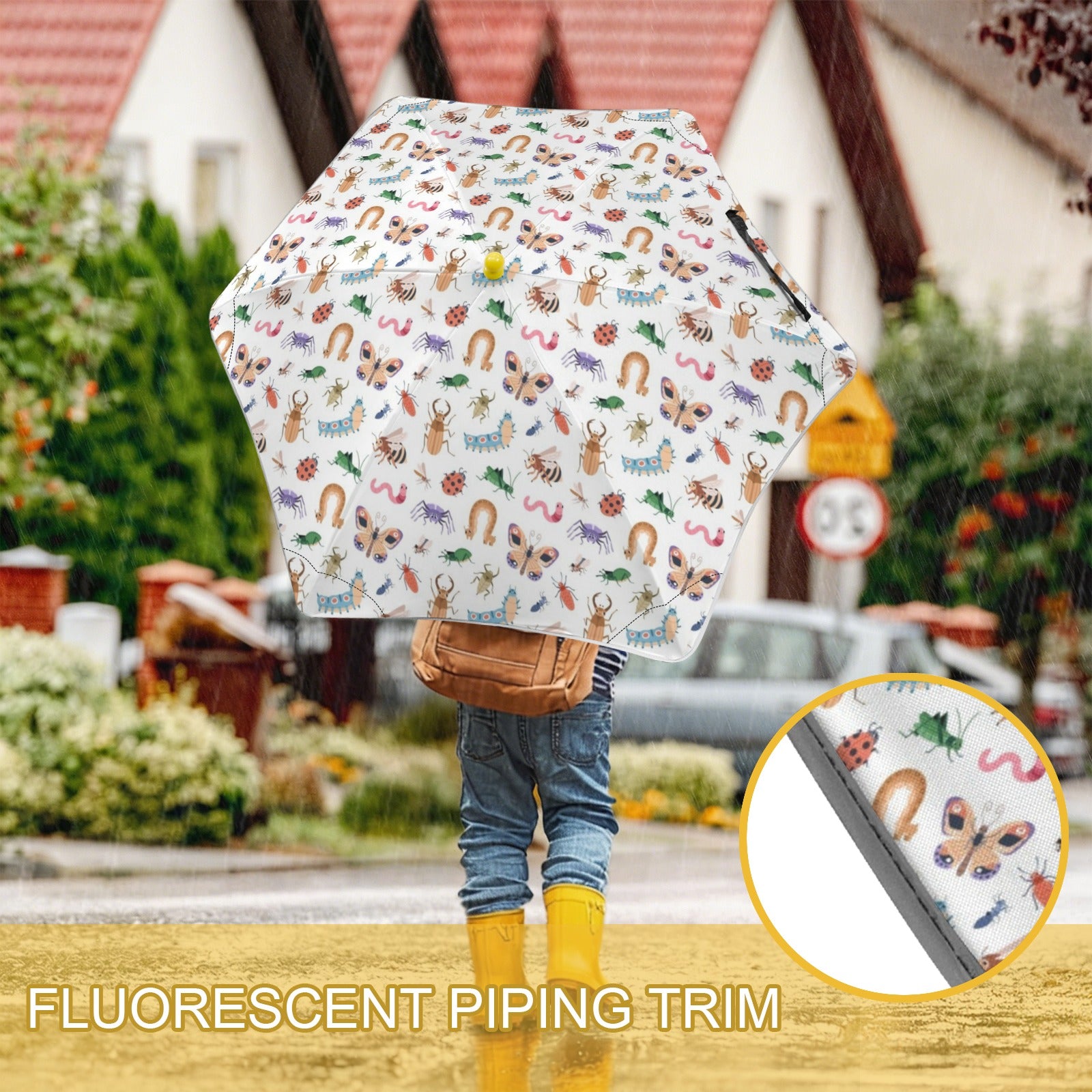 Cute Bugs Kids Safe Round Corner Umbrella Kids Safe Round Corner Umbrella animal Printed Offshore