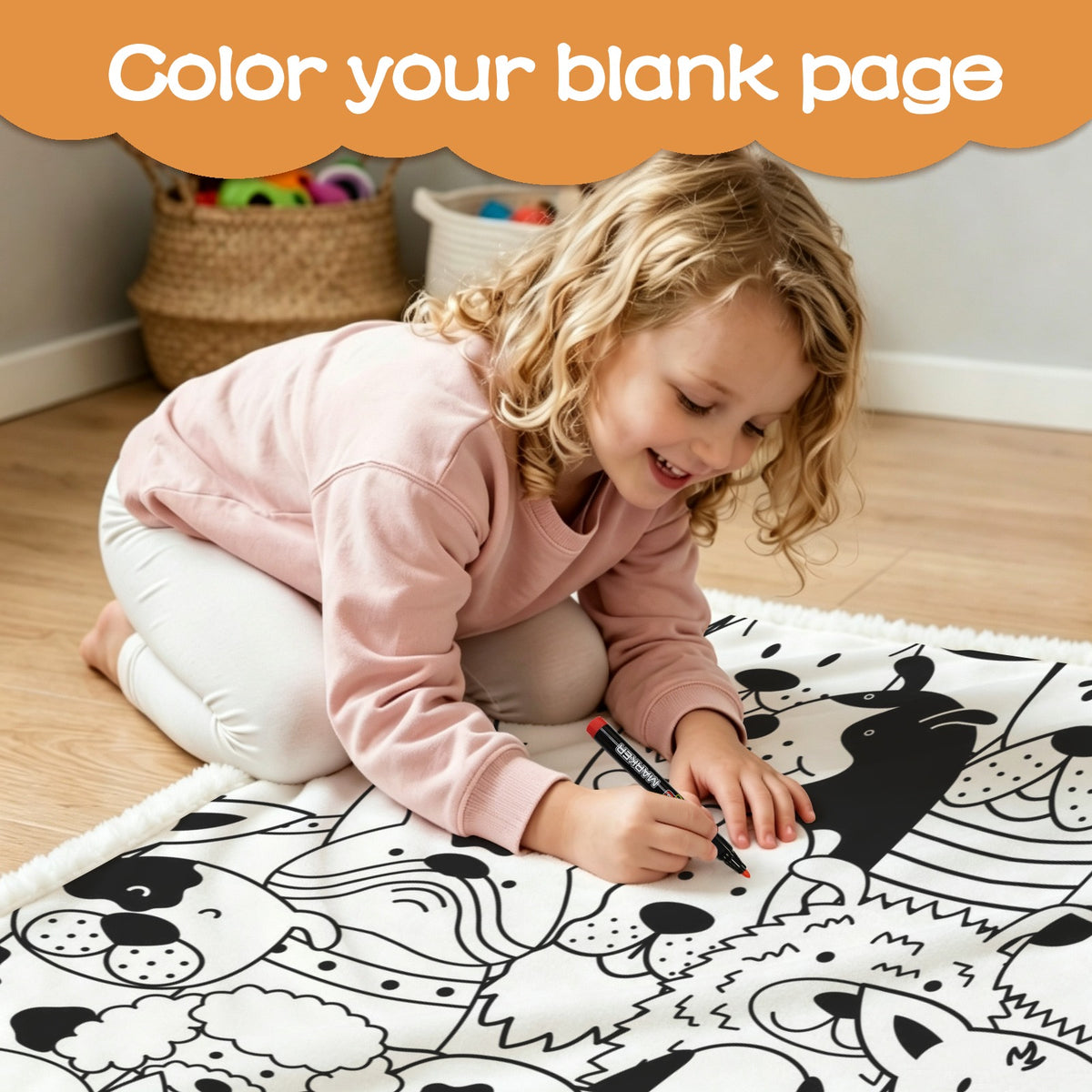 Black And White Dogs Colour Your Own Blanket 100×150cm
