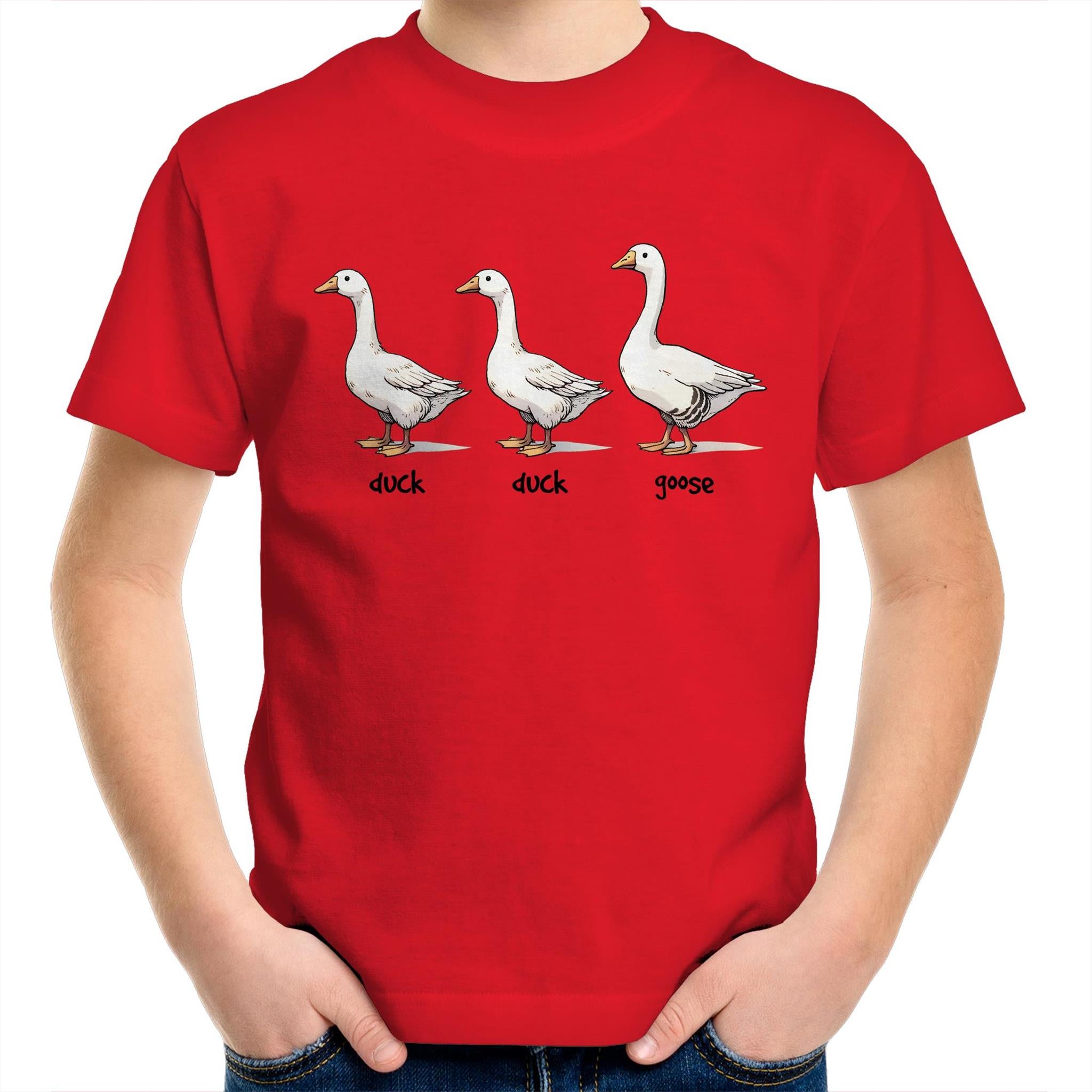 Duck Duck Goose - Kids Youth T-Shirt Red Kids Youth T-shirt animal Games Printed In Australia