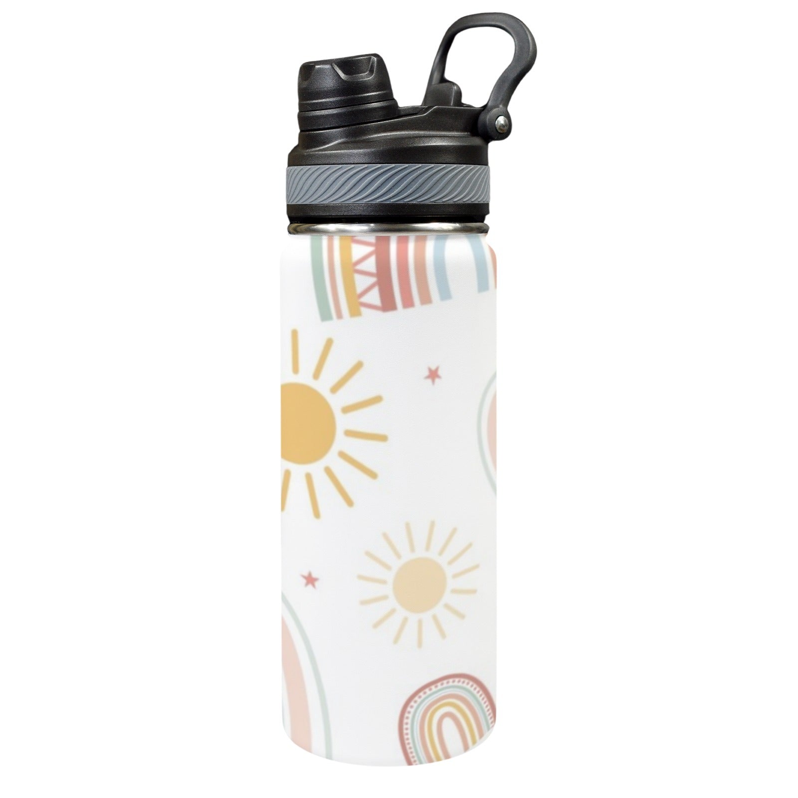 Pastel Rainbows - Insulated Water Bottle with Dual-Use Lid (18oz) One Size Insulated Water Bottle with Dual-Use Lid (18oz) Printed Offshore
