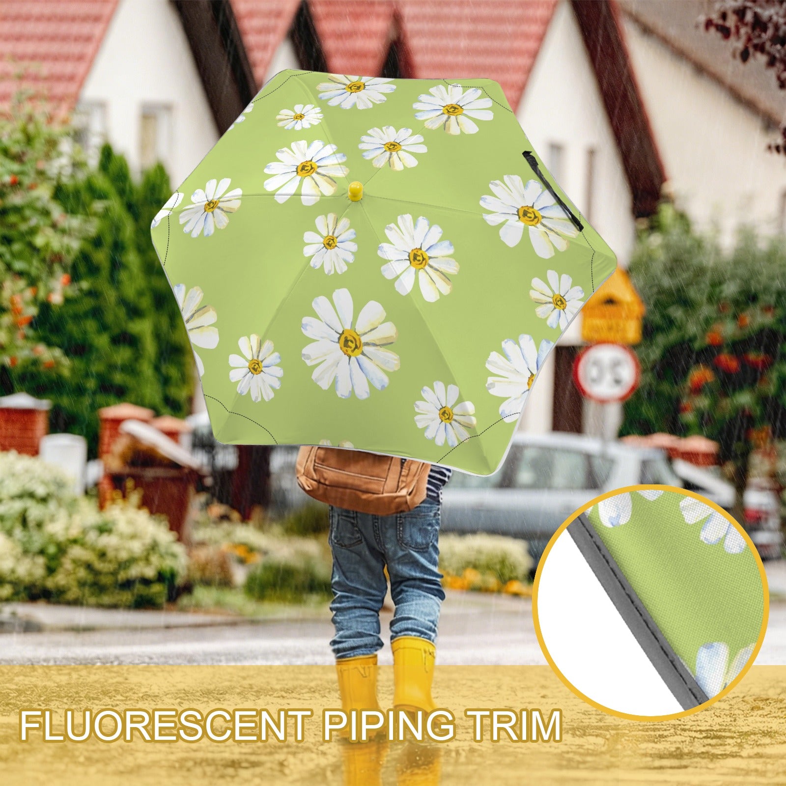 Green Floral Kids Safe Round Corner Umbrella Kids Safe Round Corner Umbrella Plants Printed Offshore
