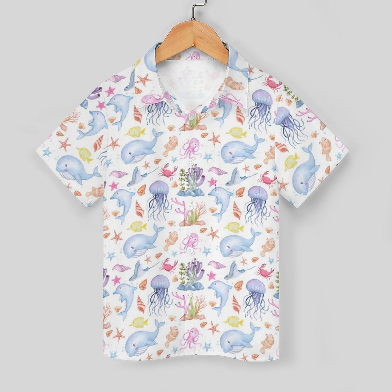Under The Sea Kids Youth Short Sleeve Button Up Shirt