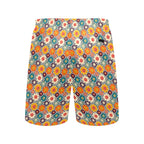 Happy Retro Flowers Men's Mid-Length Beach Shorts Men's Mid-Length Beach Shorts Printed Offshore Retro