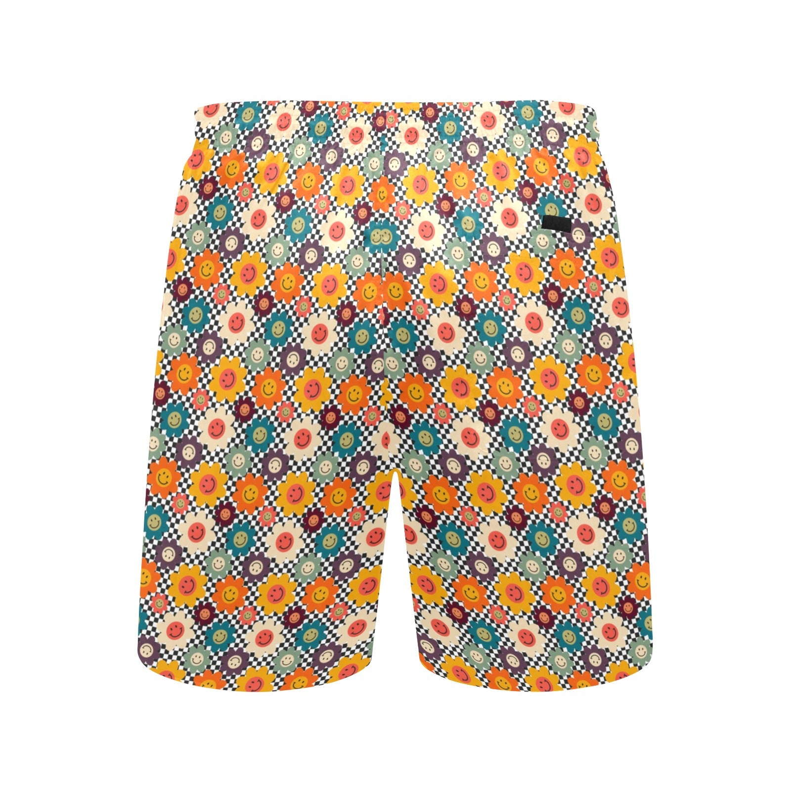 Happy Retro Flowers - Men's Mid-Length Beach Shorts Men's Mid-Length Beach Shorts Printed Offshore Retro