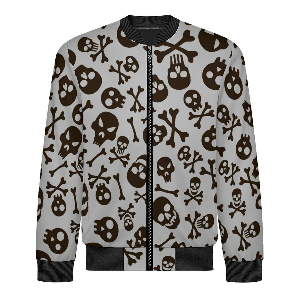 Skull And Crossbones Men's Casual Zip‑Up Bomber Jacket