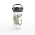 Personalised - Flower Peacock - White 15oz Stainless Steel Travel Mug Default Title Personalised Travel Mug animal coffee Globally Fulfilled