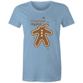 Gingerbread, I Can't Feel My Face Womens T-shirt Carolina Blue Womens Christmas T-shirt Christmas Printed In Australia