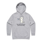 First I Drink The Coffee, Then I Do The Things, Cat - Womens Hoodie Grey Marle Womens Hoodie animal Coffee Printed In Australia