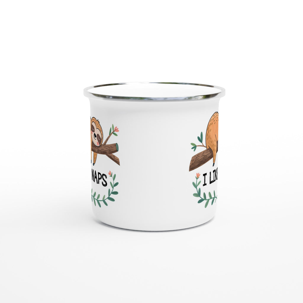Sloth, I Like Naps - White 12oz Enamel Mug Enamel Mug animal Globally Fulfilled