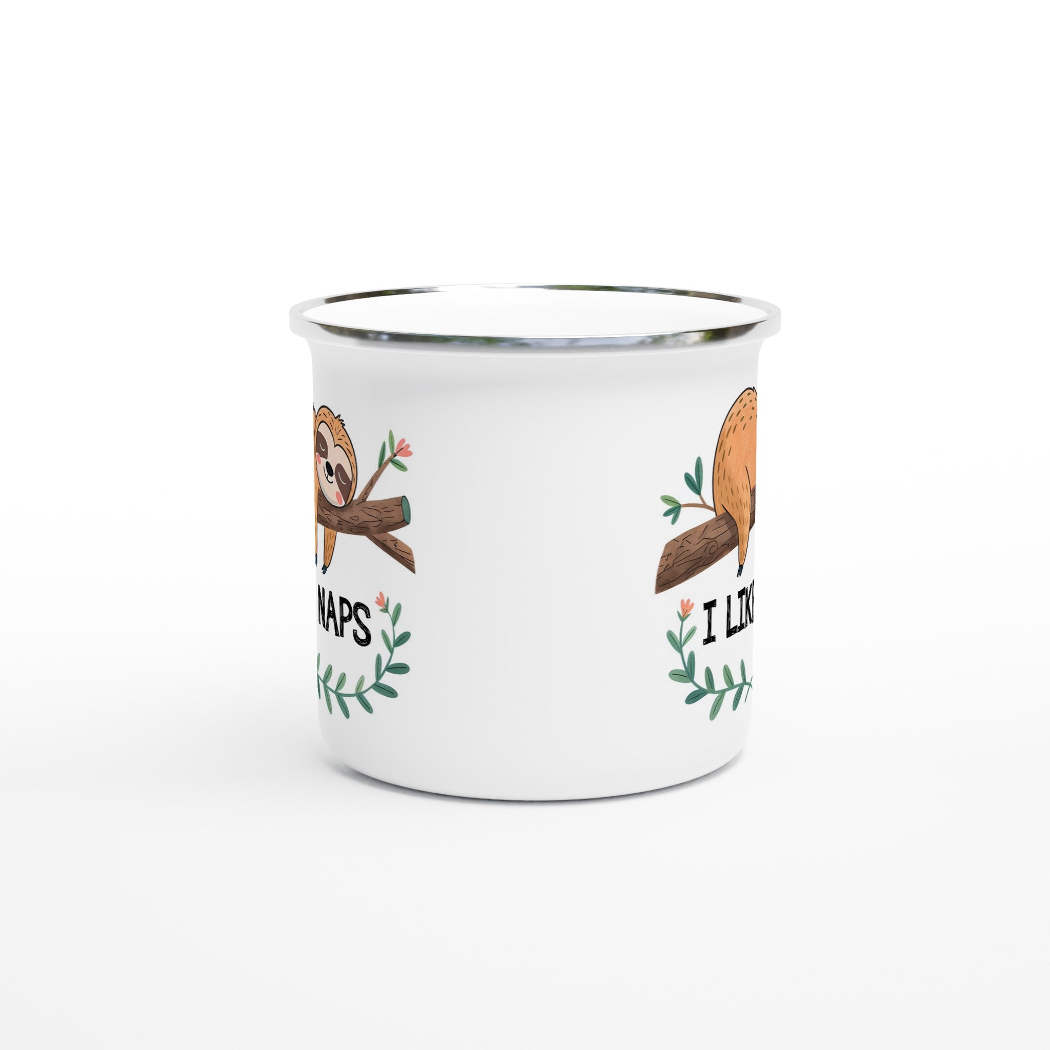 Sloth, I Like Naps - White 12oz Enamel Mug Enamel Mug animal Globally Fulfilled
