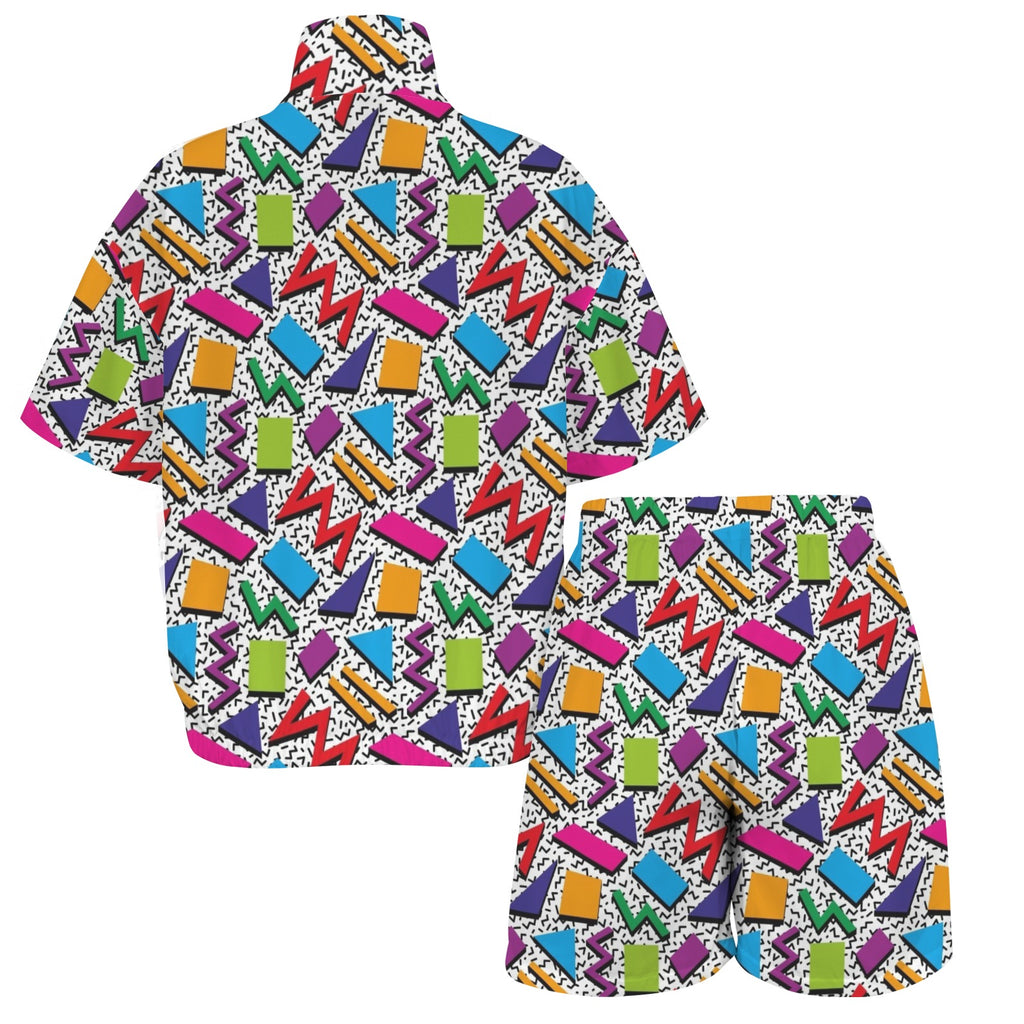Graphic 80's Women's Windbreaker Short Set Women's Windbreaker Short Set Printed Offshore Retro