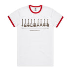 Guitar Timeline - Staple Ringer Tee White Red Ringer T-Shirt Music Printed In Australia