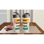 Personalised - Add Your Own Image - White 15oz Stainless Steel Travel Mug Personalised Travel Mug Customise Globally Fulfilled Personalise