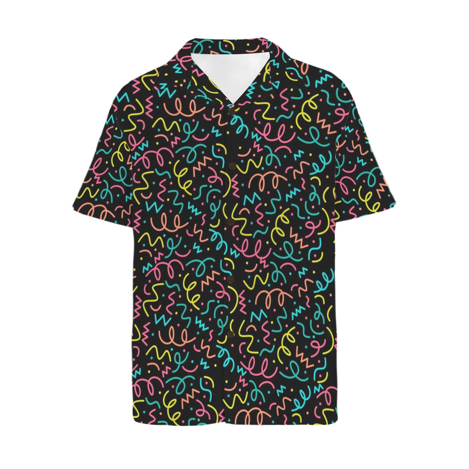 Squiggle Time Men's Short Sleeve Hawaiian Shirt Men's Hawaiian Shirt (New) Printed Offshore