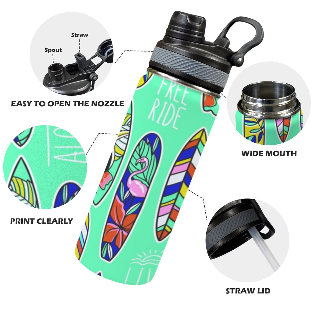 Aloha Surfboards - Insulated Water Bottle with Dual-Use Lid (18oz) Insulated Water Bottle with Dual-Use Lid (18oz) Printed Offshore Surf