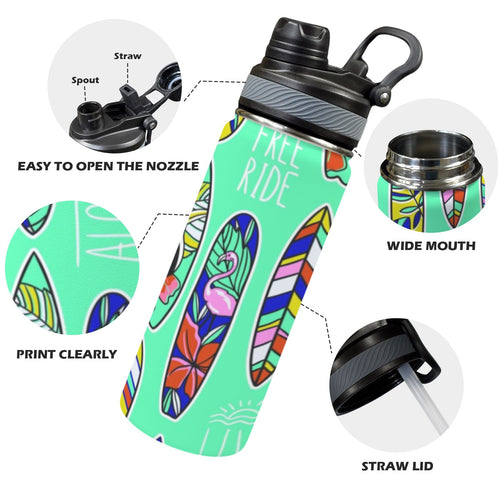 Aloha Surfboards - Insulated Water Bottle with Dual-Use Lid (18oz) Insulated Water Bottle with Dual-Use Lid (18oz) Printed Offshore Surf