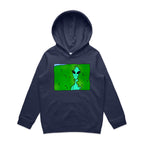 Alien Backing Into Hedge Meme - Kids Hoodie Midnight Blue Kids Hoodie Printed In Australia