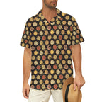 Round Pizzas On Black - Men's Short Sleeve Hawaiian Shirt